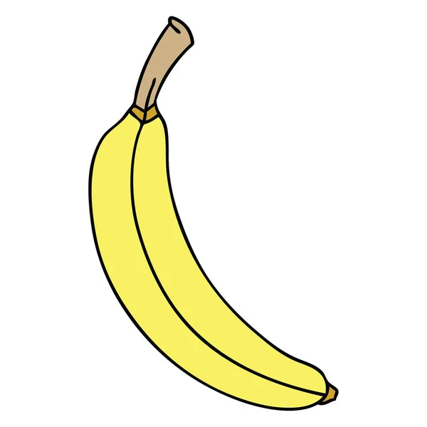 Schrullige handgezeichnete Cartoon-Banane — Stockvektor