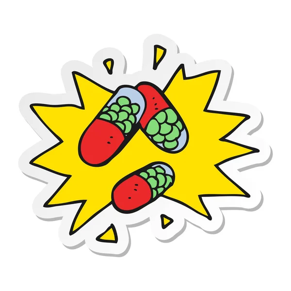 Sticker Cartoon Medical Pills — Stock Vector