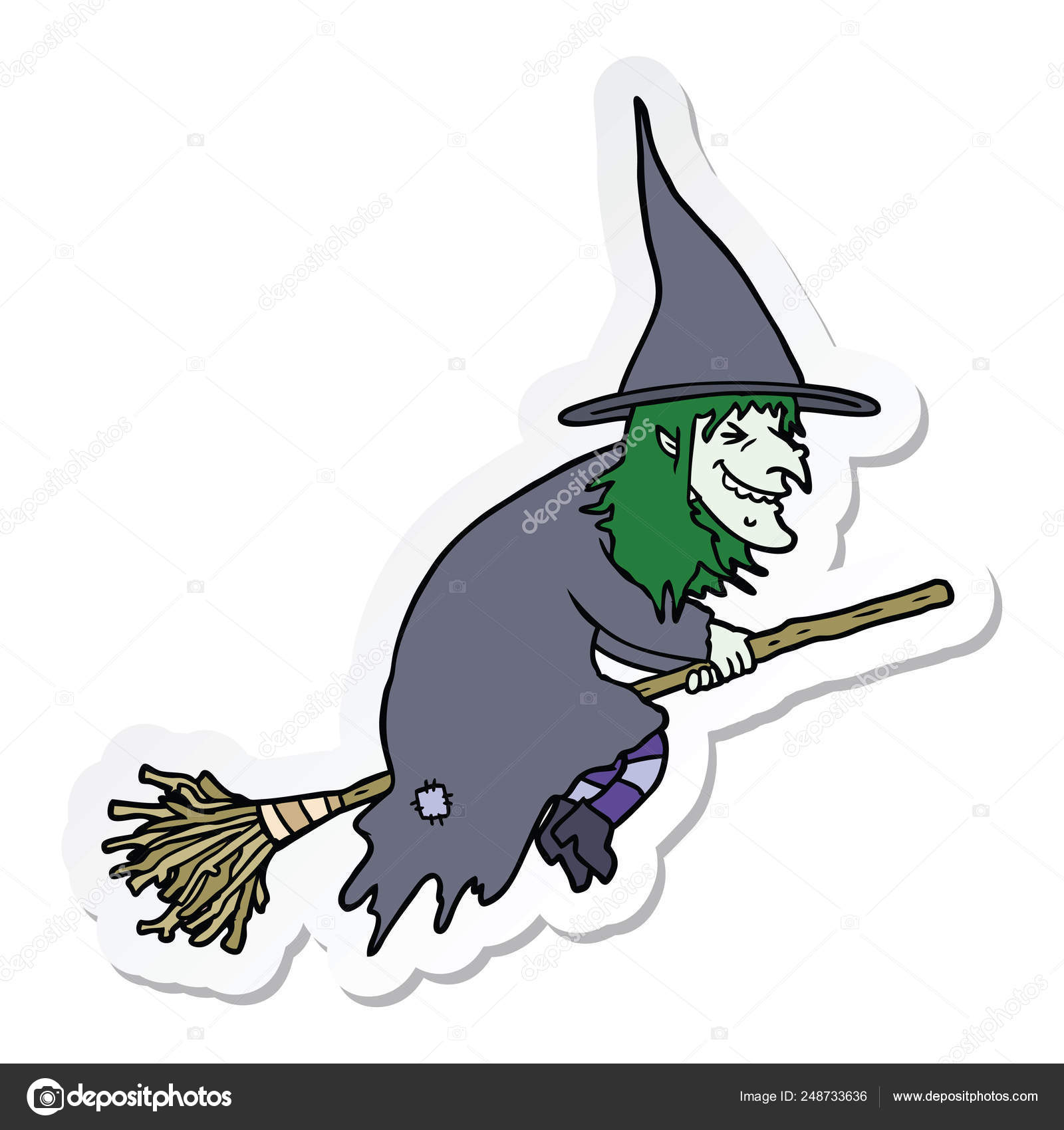 Bruxa de desenho animado segurando a vassoura