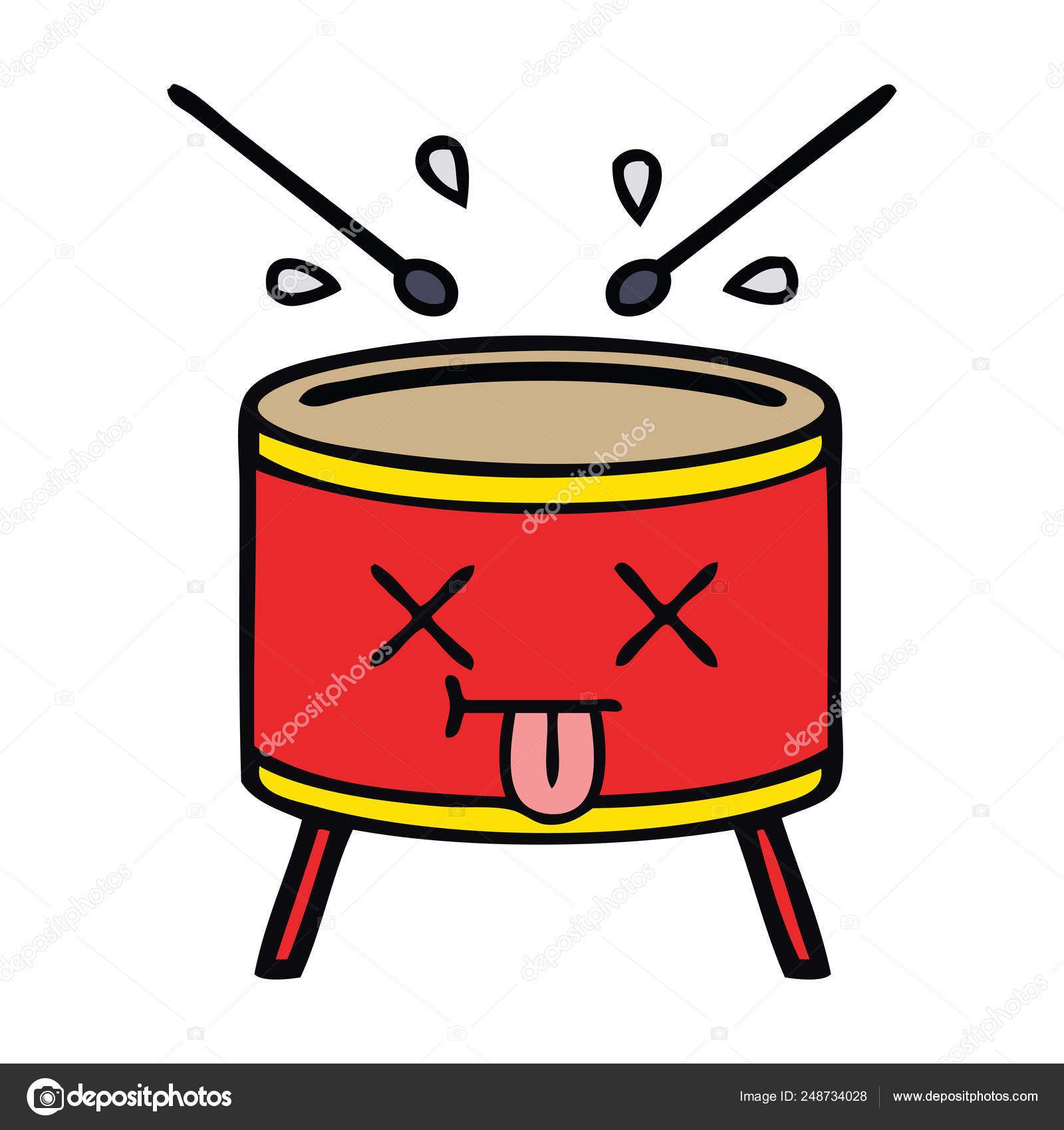 ドラムのかわいい漫画 ストックベクター C Lineartestpilot 248734028