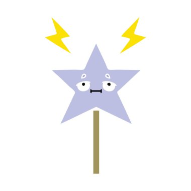 düz renk retro çizgi film sihirli değnek