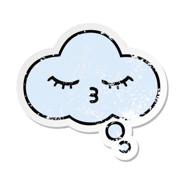 sevimli çizgi düşünce balonu sıkıntılı etiket