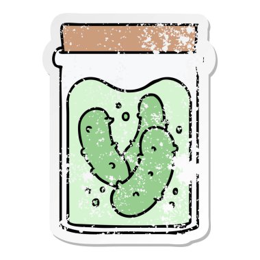 elle çizilmiş etiket karikatür doodle kavanoz salatalık turşusu sıkıntılı