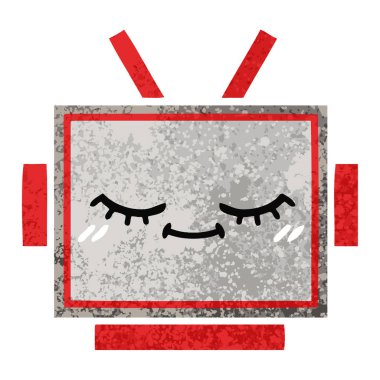 Retro illüstrasyon tarzı çizgi film robot baş