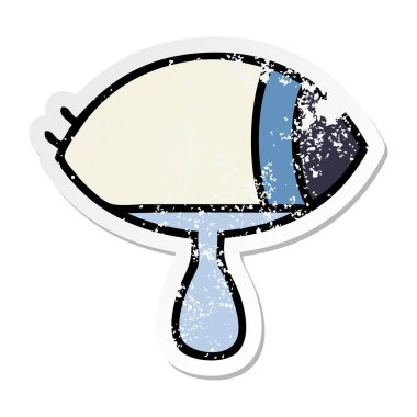 göz bir tarafa bakarak ağlayan bir sevimli çizgi sıkıntılı etiket