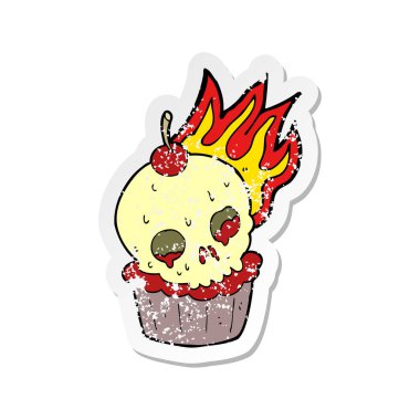 bir karikatür Retro sıkıntılı etiket Cadılar Bayramı kek