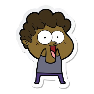 etiket karikatür mutlu bir adamın