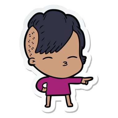 bir çizgi film kısma kız etiketi