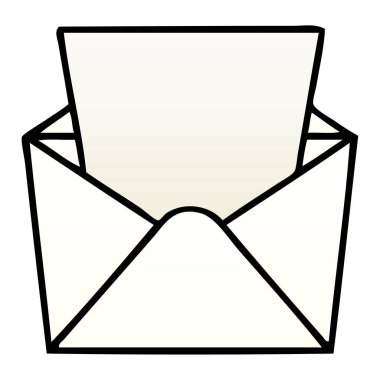 Degrade ilginç çizgi film mektup ve zarf gölgeli