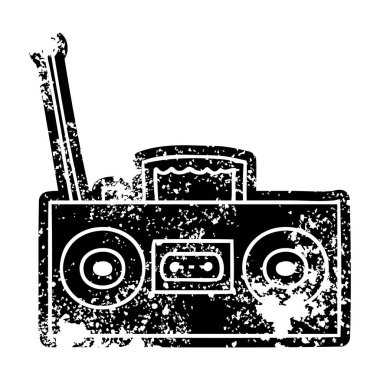 retro bir kaset çalar çizim grunge simgesi