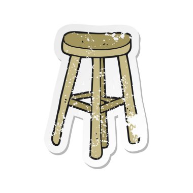 bir çizgi film tabure Retro sıkıntılı etiket