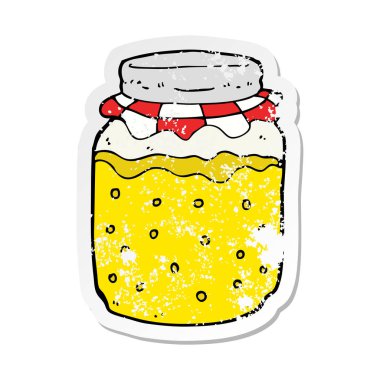 Retro sıkıntılı etiket, bir çizgi film bal kavanozu