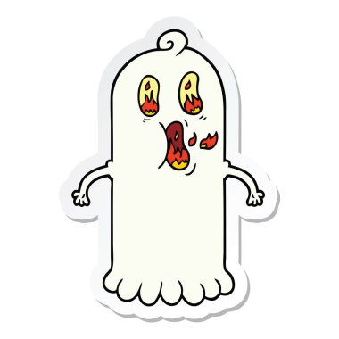 etiket yanan gözleri olan bir çizgi film hayaletin