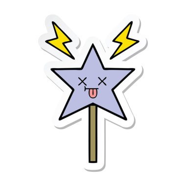 sevimli çizgi sihirli bir değnek etiket