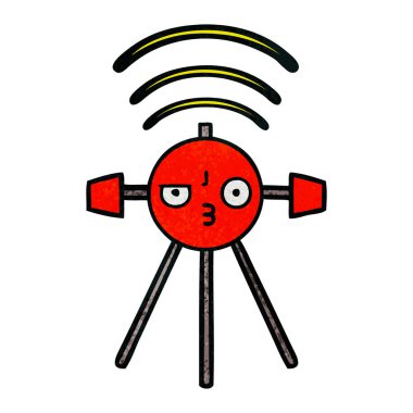 Retro grunge doku karikatür bir uydu