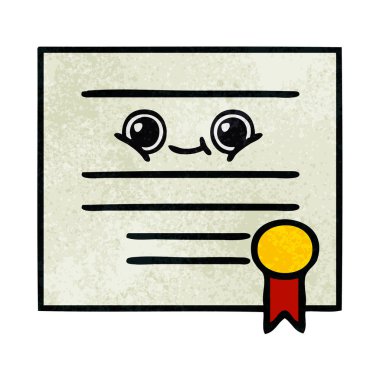 Retro grunge doku karikatür mezuniyet diploma