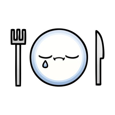 Degrade gölgeli karikatür yemek tabağı