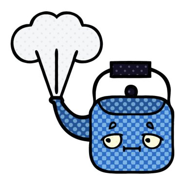 çizgi roman tarzı çizgi film buharlı su ısıtıcısı