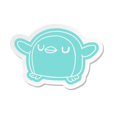 sevimli penguen karikatür etiket kawaii
