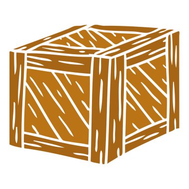 elle çizilmiş karikatür doodle, ahşap sandık