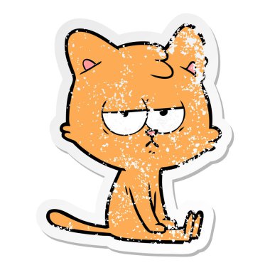 bir sıkılmış karikatür kedi sıkıntılı etiket