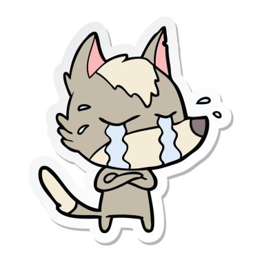 etiket bir karikatür ağlayan kurt