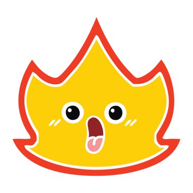 düz renk retro karikatür bir ateş