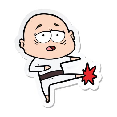 etiket bir karikatür kel adam yorgun