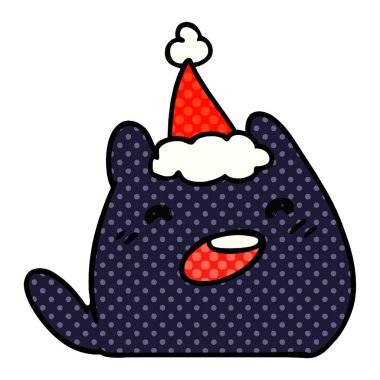 Noel karikatür kawaii kedi el çekilmiş