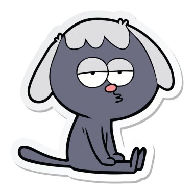 etiket bir karikatür köpek yorgun