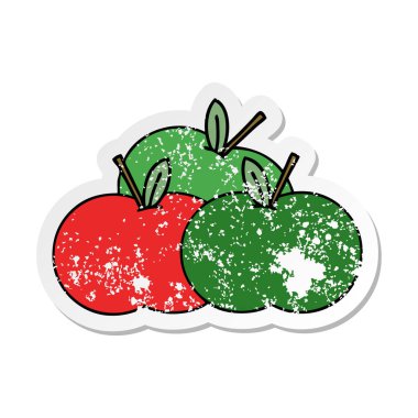 sevimli çizgi elma sıkıntılı etiket