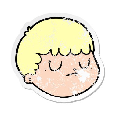 bir çizgi film erkek yüz sıkıntılı etiket