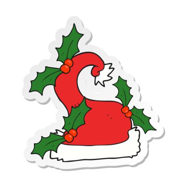 etiket bir karikatür Noel holly şapka