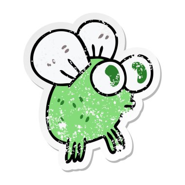 bir ilginç elle çizilmiş karikatür sineğin sıkıntılı etiket