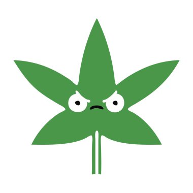 düz renk retro karikatür marihuana yaprağı