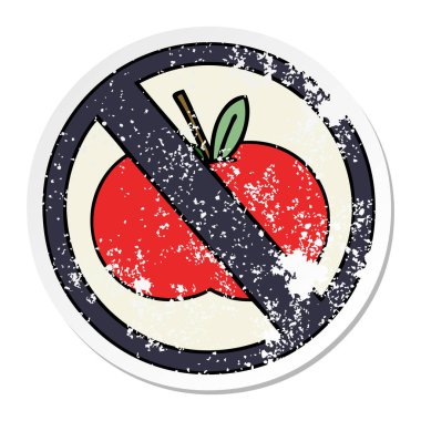 sevimli çizgi sıkıntılı etiket yemeksiz işareti izin.