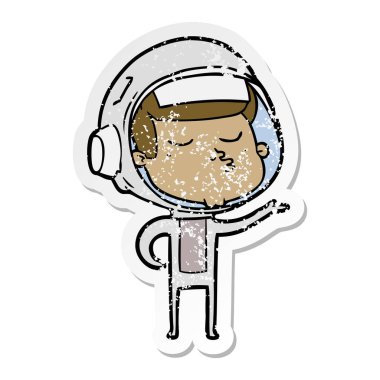 bir çizgi film emin astronotun sıkıntılı etiket