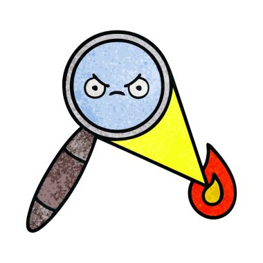 Retro grunge doku karikatür bir büyüteç