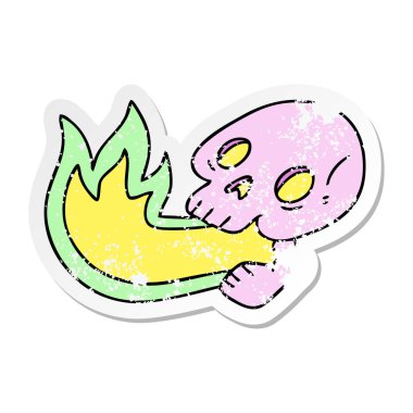 bir yangın nefes ilginç el çizilmiş karikatür sıkıntılı etiket