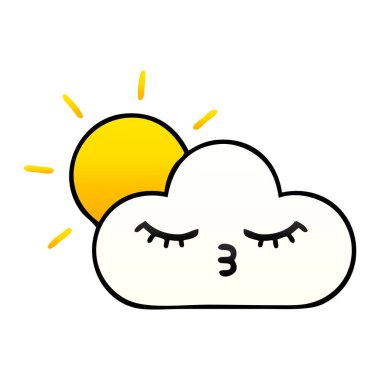 güneşli ve bulut degrade gölgeli çizgi film