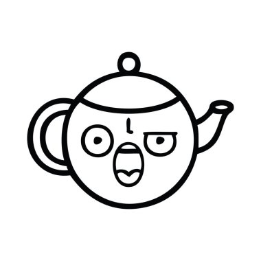 bir çaydanlık çizim karikatür