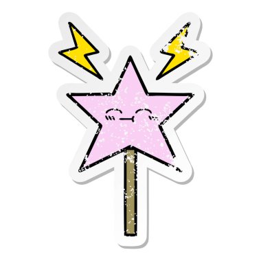 sevimli çizgi sihirli değnek sıkıntılı etiket