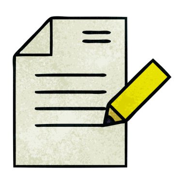 Retro grunge doku karikatür bir belgeye yazma