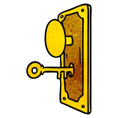 elle çizilmiş karikatür doodle bir kapı kolu, dokulu