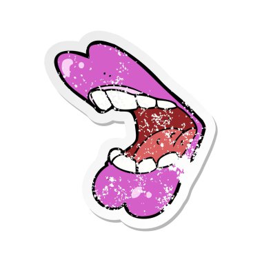 bir karikatür Retro sıkıntılı etiket Cadılar Bayramı ağız