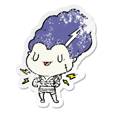 bir çizgi film undead canavar kadının sıkıntılı etiket