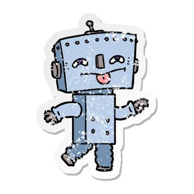 bir çizgi film robot sıkıntılı etiket