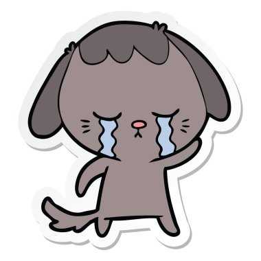 etiket bir karikatür ağlayan köpek