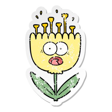 bir çizgi film şok çiçek sıkıntılı etiket