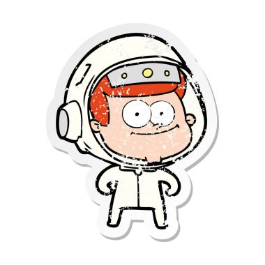 mutlu astronot karikatür sıkıntılı etiket